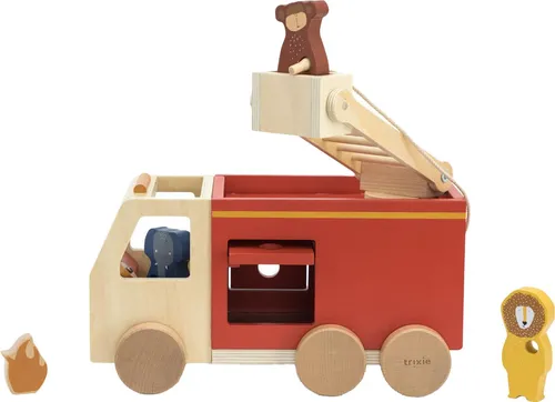Feuerwehrauto Aus Holz - Gesellschaftsspiel: Spielerisches Feuerwehrabenteuer aus FSC-zertifiziertem Holz, fördert Kreativität und Fantasie bei Kindern ab 18 Monaten.