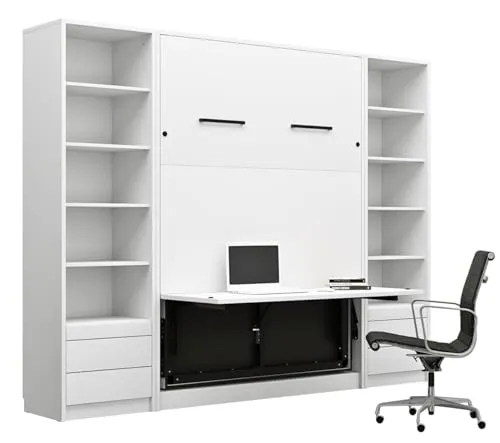 QMM Schrankbett Wandklappbett GN 140x200 mit Schreibtisch