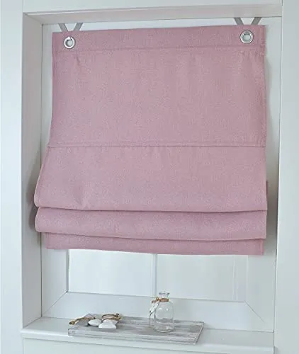 Raffrollo Ösenrollo Dimout Rose 60 x 130 cm - Raffrollo für gemütliche Räume, blickdicht und dimmend mit 95% Lichtschutz. Einfache Montage ohne Bohren, ideal für Schlafzimmer und Kinderzimmer.
