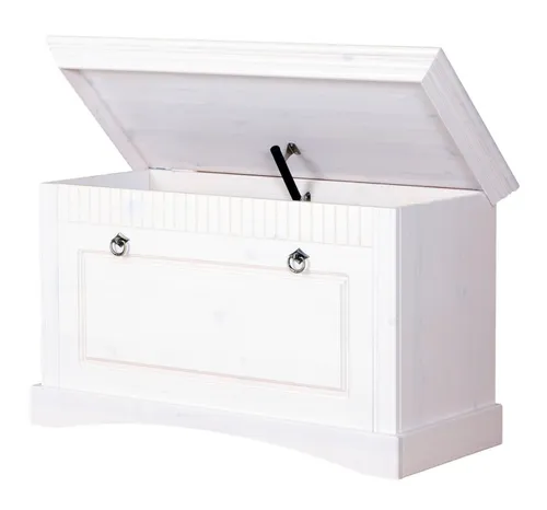 Clever-Moebel Truhe - Massive Kiefernholz Sitzbank in Weiß - Truhe und Sitzbank in einem, aus robustem Kiefernholz, ideal für zusätzlichen Stauraum und als Sitzgelegenheit. Perfekt für Flur oder Wohnzimmer.