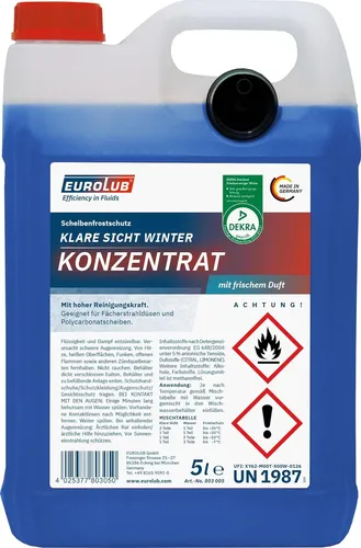 Eurolub Frostschutz - Scheibenreinigungsanlage KLARE SICHT WINTER KONZENTRAT 803005 - Autopflege & Motorradpflege, sorgt für klare Sicht bei winterlichen Bedingungen und schützt die Scheiben vor Frost.