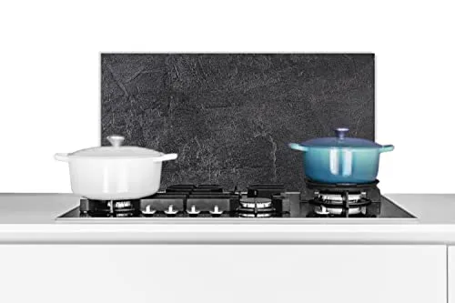 MuchoWow Spritzschutz Küche Küchenrückwand Alu Poster Bilder 70x30 cm Schiefer - Beton - Naturstein - Grau - Industrie