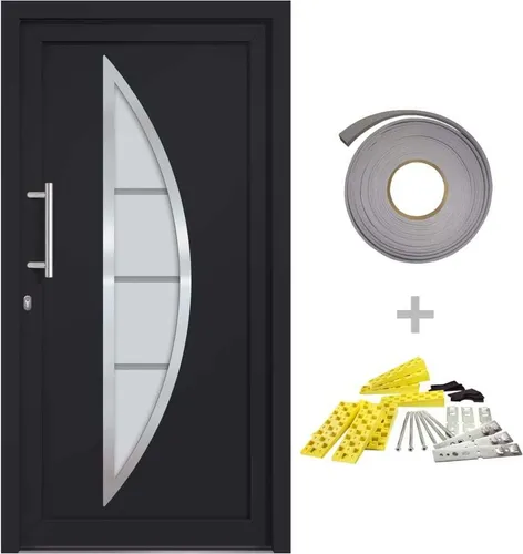 vidaXL Haustür Anthrazit 98x208 cm - Elegante Sicherheit für Ihr Zuhause - Türen mit 5-Punkt-Pilzstiftverriegelung, isolierverglast und hochwertigem Rahmen für mehr Sicherheit und Stil im Eingangsbereich.