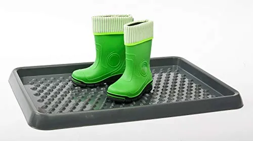 BranQ Schuhablage aus Kunststoff - Praktischer Schutz für Ihre Schuhe - Fußmatten für Nässe- und Schmutzschutz, mit erhöhtem Rand für optimalen Schutz. Ideal für Herbst und Winter, stabil und leicht zu reinigen. Maße: 54 x 38,5 x 3 cm.