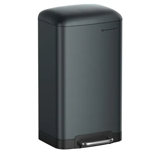 Songmics Mülleimer LTB01GS, rauchgrau, aus Metall, 30 Liter