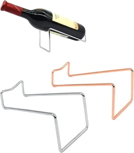 Guidre 2 Stück Weinflaschenhalter, Moderner Weinflaschenhalter, Weinregal Metall, Weinflasche Rack Halter Display Regal für Home Counter Bar Küche Esstisch Hochzeiten und Feiern(Silber/Roségold)