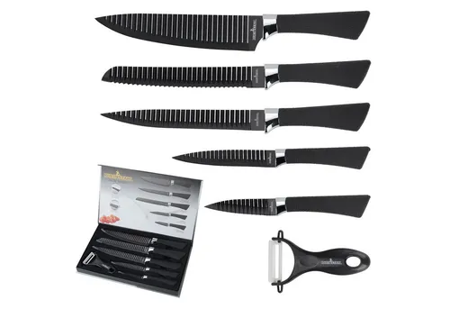 Messerset 6-teilig Edelstahl Schwarz
