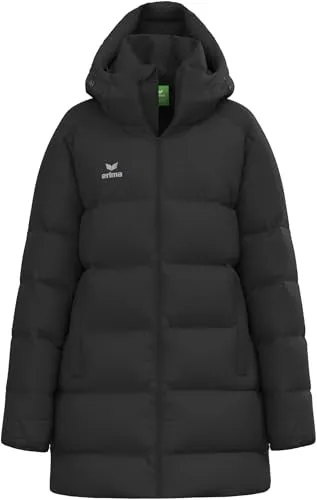 Erima Damen PREMIA Parka (2062412) schwarz, 46 - Funktionsjacke mit 5.000 mm Wassersäule, ideal für kalte und nasse Tage, ausgestattet mit gefütterter Kapuze und praktischem 2-Wege-Reißverschluss.