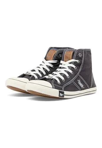 MUSTANG SHOES Damen Sneaker, Gr. 37, schwarz - Sportliche High Top-Sneaker aus Textil und Lederimitat mit einzigartigem used-Look, ideal für trendbewusste Frauen.