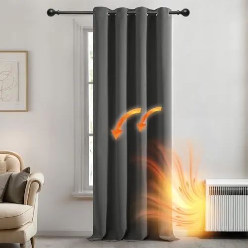 Deconovo Vorhänge Blickdicht Verdunklungsvorhang H214 x B132 cm Gardine mit Ösen Raumteiler Vorhang Wohnzimmer Thermogardine Wärmeisolierung Hellgrau, 1 Stück