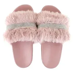 Damen Hausschuhe mit Fell » Damenschuhe mit Kunstfell » Badeschuhe » Sommer Badelatschen » Schlappen & Garten Schuhe » Pantoffeln mit Kunstpel...