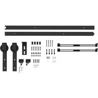 HOMCOM Schiebetüren-Beschlagsatz 183 cm - Zubehör für Türen – Komplett-Set mit Pufferfunktion für sanfte Gleitbewegung, ideal für Flure, Garagen und Schlafzimmer.