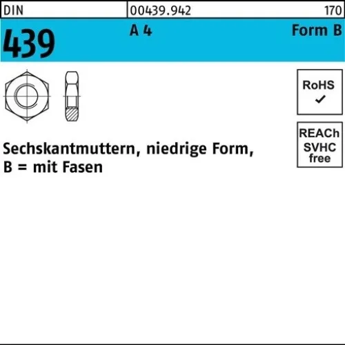 10er PACK(Stk) 000439940020240000 Sechskantmutter DIN 439 Form B BM 24 A 4