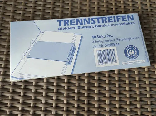 Wekre Trennstreifen 40er farbig sortiert Recyclingkarton 105x240mm gelocht