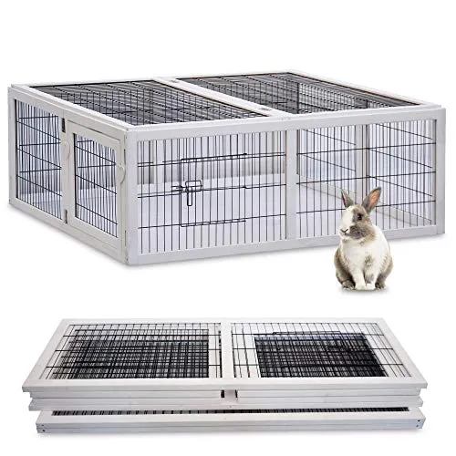 Zooprinz Freigehege Rabbit Run XL - Freilaufgehege für Hasen und Kaninchen, wetterfest und winterfest, ideal für den Outdoor-Einsatz mit praktischem Faltdach und umweltfreundlichem Vollholz.