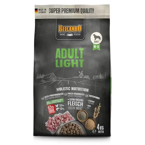 BELCANDO Adult Light [4 kg] Hundefutter | Trockenfutter für übergewichtige Hunde | Alleinfuttermittel für ausgewachsene Hunde ab 1 Jahr