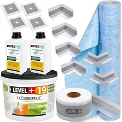 Dichtset Innen Außen Abdichtung-Set SET541 - Fugenabdichtungen mit 12kg Flüssigfolie, ideal für Badezimmer und andere feuchte Bereiche, bietet dauerhafte Elastizität und hohe Haftung auf verschiedenen Untergründen.