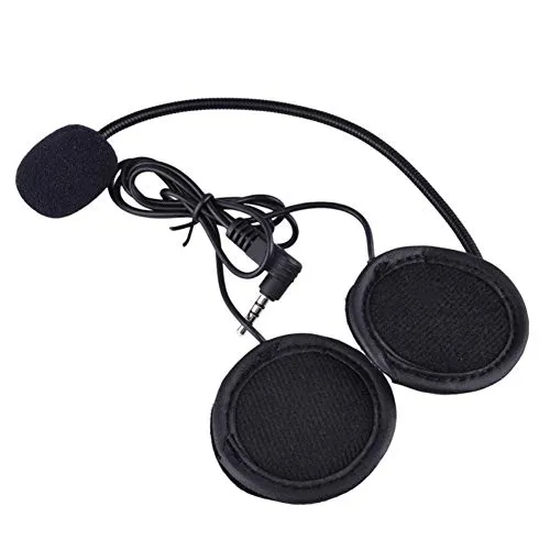 QSPORTPEAK V6/V4 Zubehör Mikrofone und Kopfhörer für Motorradhelm Bluetooth Headset Intercom, 3.5mm Klinkenstecker, Hardkabel Kopfhörer mit Lautsprecher