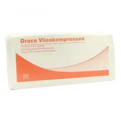 Draco Vlieskompressen 10x10cm unsteril, 100 ST - Kompressen & Verbände, ideal zur Primärversorgung von Akutwunden und angenehm auf der Haut durch 70% Viskose und 30% Polyester.