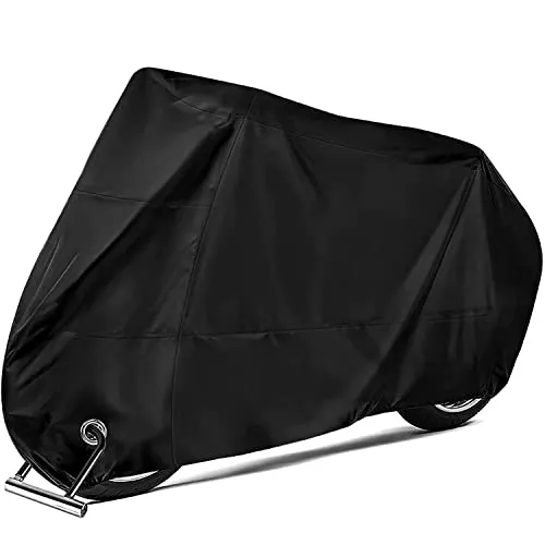 EMSMIL Motorradabdeckung Motorradabdeckungen Motorrad Garagen Roller Abdeckplane Abdeckhaube Schutzhülle XXXL 190T Oxford Stoff Motorradplane Wasserdicht Motorradgarage Schwarz 265 x 105 x 125 cm