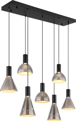 Pendelleuchte Schwarz Glas Rauchfarbe