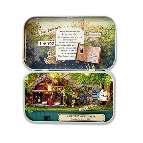 Cuteefun DIY Miniatur Haus Kit in Box zu Bauen, Handgemachtes Mini Theater Bastelset, Kreative Handwerkliche Geschenke für Frauen (Landleben)
