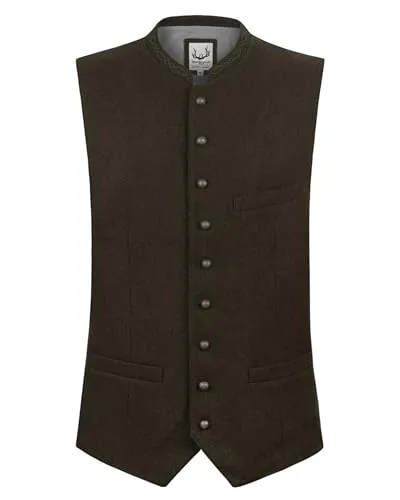 Stockerpoint Devito Herren Trachtenweste, forest, Größe 52 - Trachtenweste für Herren mit traditionellem Design, verstellbarem Rückenriegel für individuellen Tragekomfort und hochwertiger Materialmix für hohen Komfort.