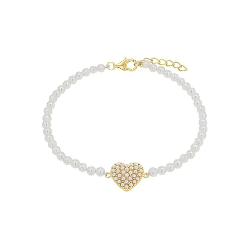 Amor Armband 925 Sterling Silber mit Glasperle und Herz