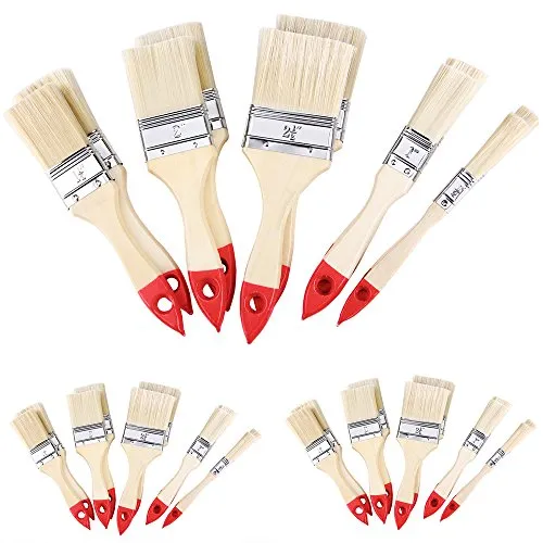 Stück Natur/Rot Profi Pinsel Set 5 Verschiedene Größen Malerpinsel Set für DIY Arbeiten Innen Außen 30