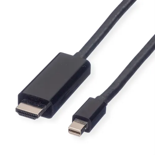 VALUE Videokabel DisplayPort / HDMI Mini M bis M 3 m - Monitor-AV-Kabel & -Adapter, hochwertig abgeschirmtes Videokabel für störungsfreie Übertragung in Schwarz, ideal für Verbindung zwischen Mini DisplayPort und HDMI.