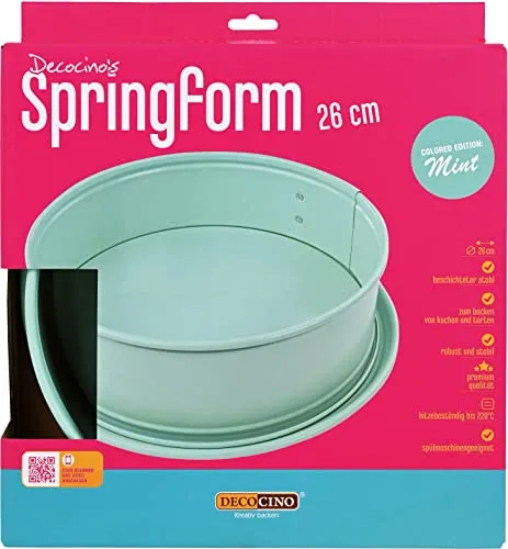 DECOCINO Springform Ø 26 cm - Mint Edition - hochwertige Backform mit Antihaftbeschichtung, zum Backen von Kuchen, Torten uvm. - spülmaschinengeeig