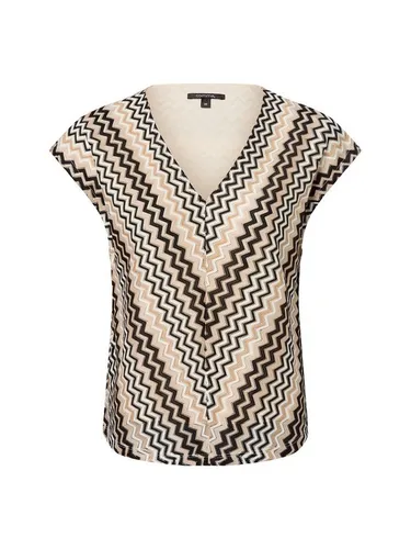 comma T-Shirt mit V-Ausschnitt in Beige, Größe 40 - Damen Shirt, eleganter V-Ausschnitt für ein luftiges Tragegefühl und lockerer Schnitt für optimale Bewegungsfreiheit, perfekt für entspannte Tage.
