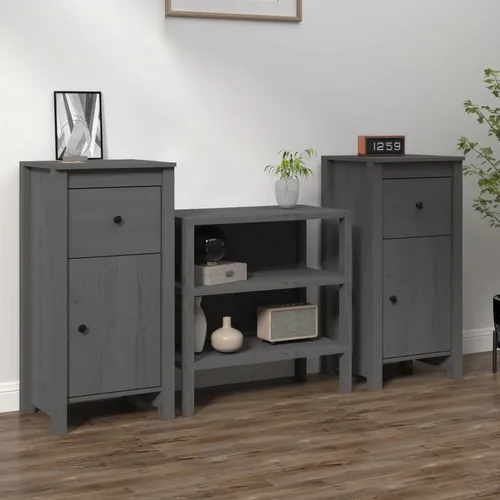 vidaXL Sideboards 2er Set aus Kiefernholz - Kommoden aus massivem Kiefernholz, ideal für Ordnung im Wohnzimmer mit reichlich Stauraum und stabiler Oberplatte für Deko. Zwei Montagemöglichkeiten für flexible Nutzung.