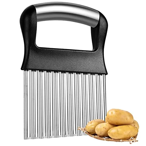 Wellenmesser Edelstahl Wellenschneider Kartoffelschneider Riffelmesser Pommes Frites Schneider für Pommes Obst Gemüse Butter