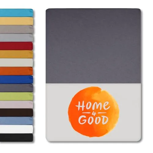 home4good Spannbettlaken 90x190cm – Jersey-Spannbetttuch aus 100 % Baumwolle – Oeko-TEX 100 Zertifiziert – bügelfrei, elastisch & atmungsaktiv – für 15–25 cm Matratzenhöhe - Grau