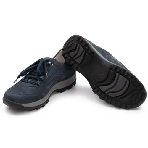 VITAFORM Wanderschuhe für Damen I Wasserabweisende Trekking-Halb-Schuhe I Nubuk-Leder-Schuhe I Stabiler Halt und maximaler Comfort I Austauschbares Luftpolster-Fußbett I Weite H Marine, 37