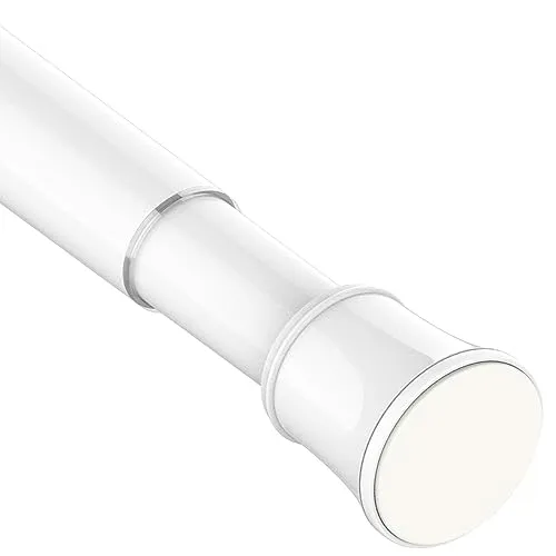 Vorhangstange ohne Bohren Verstellbare Teleskopstange Gardinenstange belastbare Klemmstange zum Ausziehen durch Drehen Verstellbar, für ihre Gardinen, Trennwand und Balkon 1Stück 75-145CM Weiß