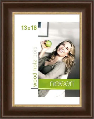 nielsen Bilderrahmen, 13 x 18 cm, Holz, Palisander, Fotorahmen zum Auftstellen und Aufhängen im Hoch- & Querformat, Echtglas, Derby