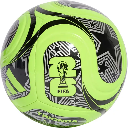 adidas World Cup 26 Trionda Club Fußball 2026 - Maschinengenähter Fußball in neon grün/schwarz/silbern, ideal für Freizeitspiele. Mit strapazierfähiger Konstruktion und Butyl-Blase für optimale Lufthaltung – der perfekte Begleiter für jeden Fußballfan!