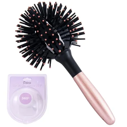 3D Kugelbürste – 360° Rundbürste für voluminöse Wellen und Locken - Haarbürsten mit 60-Grad-Kugeldesign für einfaches Styling aus jedem Winkel. Ideal zum Föhnen und für voluminöse Frisuren, schützt das Haar während des Stylings.