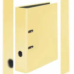 Falken 15062626 PastellColor Ordner DIN A4, Rückenbreite 8cm, schwarzer Innenspiegel, Griffloch - Vanille-Gelb