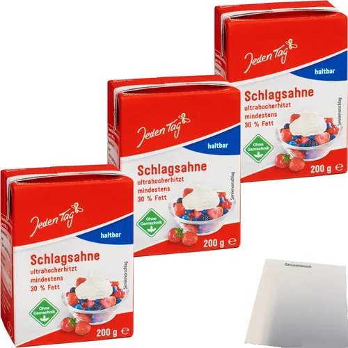 Jeden Tag haltbare Schlagsahne 30% 3er Pack 3x200g Tetra usy Block