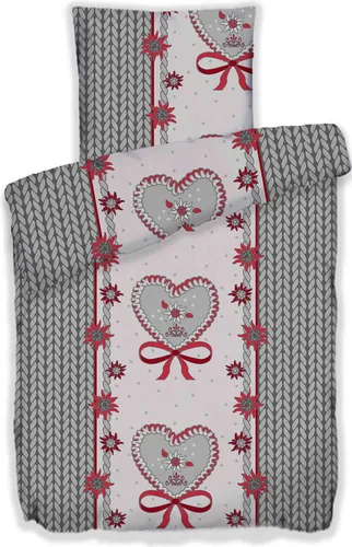 Bettwäsche Winter Flausch Fleece Thermofleece warm 2 teilig mit RV 135x200 + 80x80 cm Design: Edelweiss