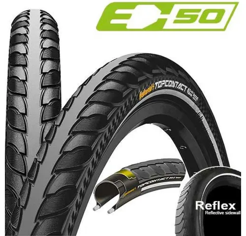 Continental Reifen Top Contact II 28x1.25 Zoll - Fahrradreifen mit hohem Pannenschutz und hervorragenden Rolleigenschaften. Ideal für Trekking und Rennrad, gefertigt in Deutschland, mit ECE-R75 Prüfzeichen.