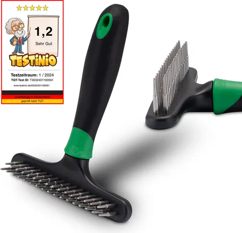 FinoPet Entfilzungsstriegel, Harkenkamm als Fellentwirrer für Hund und Katze, Hundebürste/Katzenbürste, Hundekamm/Katzenkamm zur Entfilzung