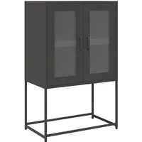 vidaXL Highboard Schwarz 68x39x107 cm aus Stahl - Kommode aus robustem kaltgewalztem Stahl, bietet viel Stauraum mit 4 Fächern und 2 Türen für eine ordentliche und stilvolle Aufbewahrung.