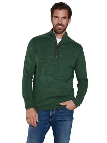 engbers Herren Herren Pullover mit Troyerkragen, Gruen, 35850, Gruen in Größe L