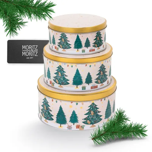 Moritz & Moritz Keksdose Metall Weihnachten - 3er Set Rund - Vorratsdosen