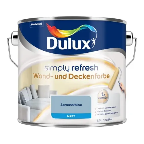 Dulux Simply Refresh Wand- und Deckenfarbe - Sommerblau - 2,5 Liter - Erfrischende, langlebige Innenfarbe für ein schönes Zuhause