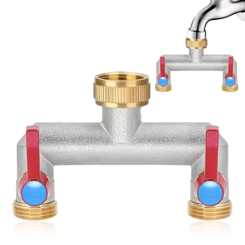 mizikuu 2-Wege Wasserhahn Wasserverteiler mit Kugelhahn